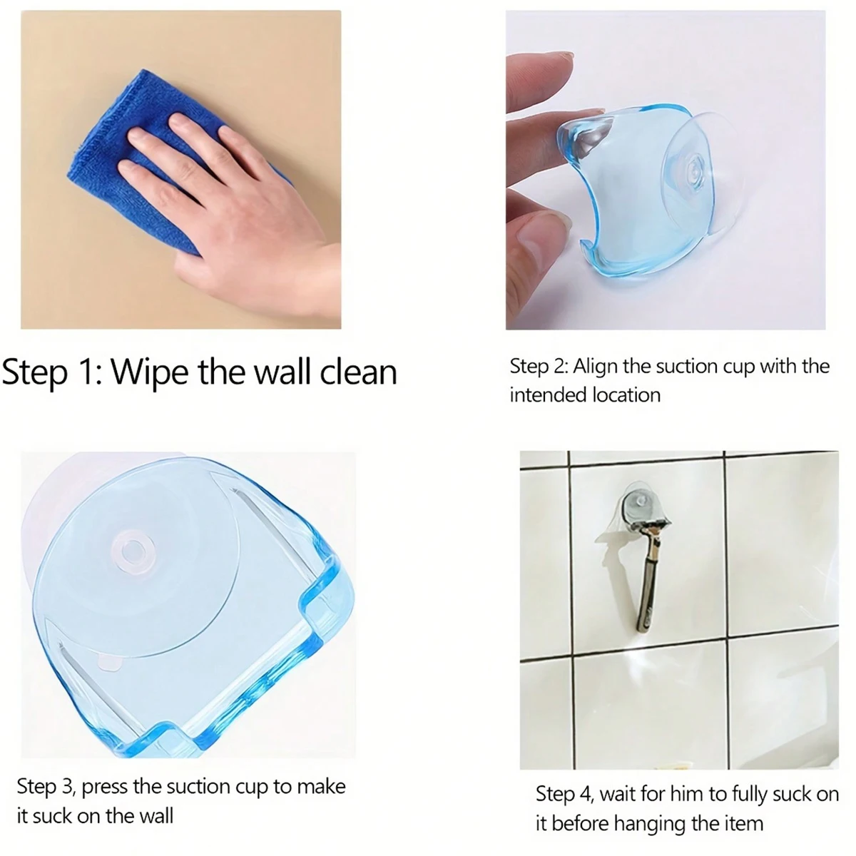 Shaver Holder with Suction Cup, Wall Mounted, Space Saving Bathroom
