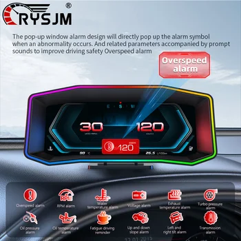 Pantalla LCD de 6.2 Pulgadas P4 OBD2 GPS para Coche, Head-Up Display con Temperatura/Presión de Aceite, Presión de Turbina, Carga del Motor, Temperatura de Escape, Consumo de Combustible HUD 1
