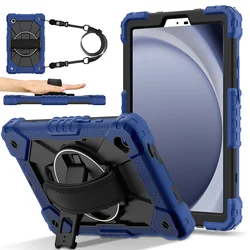 360 - Degree Rotating Kids Tablet Case with Shoulder Strap - A11 8.7 inch 2025 (Navy blue black - 101)