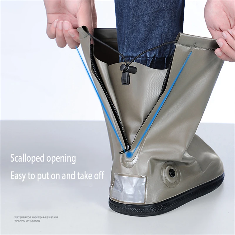 Jusenda 1 Pair Waterproof Shoe Covers Reusable Rain Boot Shoes Covers Rainproof Shoes Cover With Zipper Outdoor Shoe Protectors