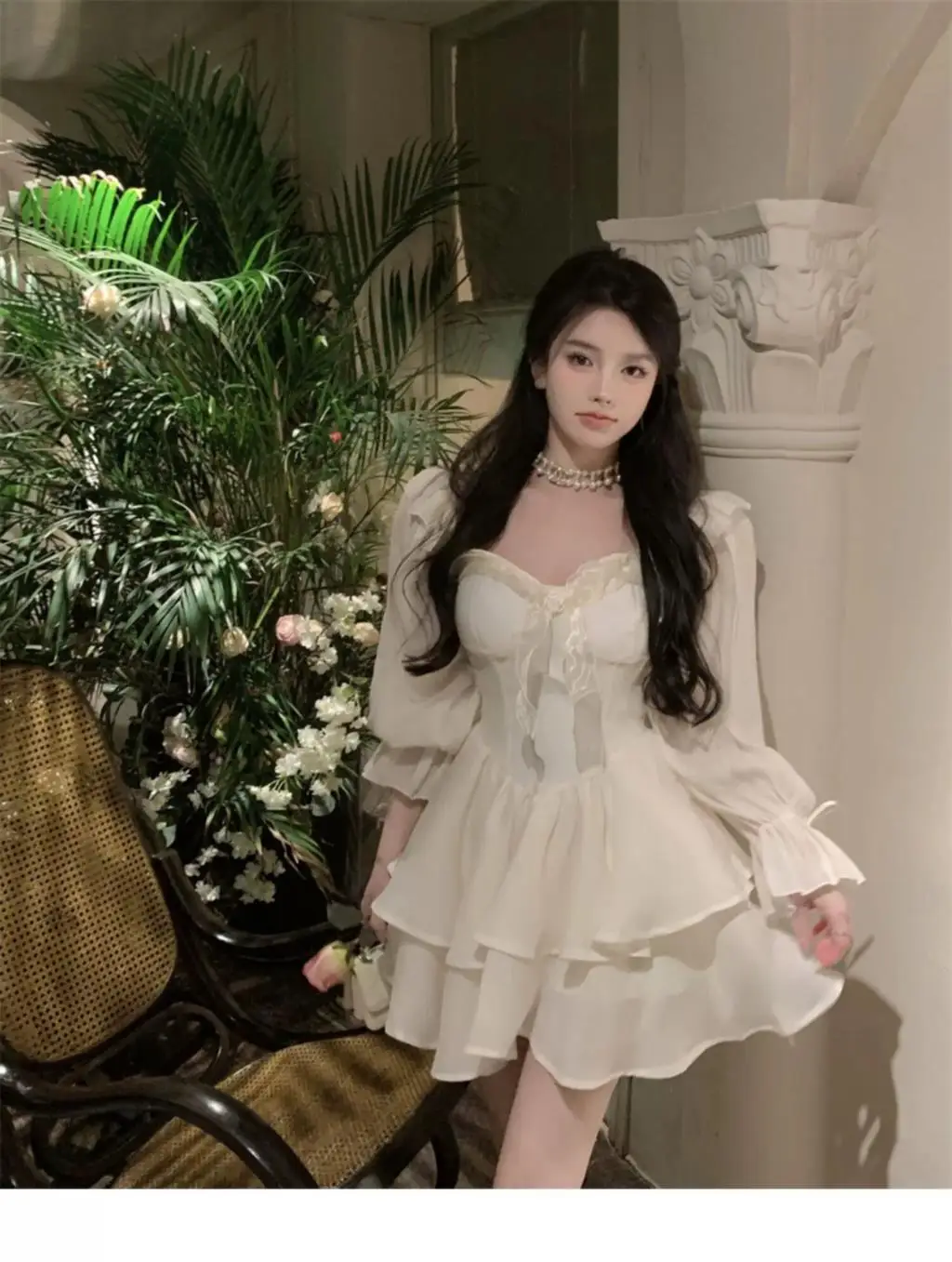Elegant Princess Party Dress Flare Sleeves Layered Ruffles A-line Short Dresses for Women Korean Fashion One Piece Vestido Mujer