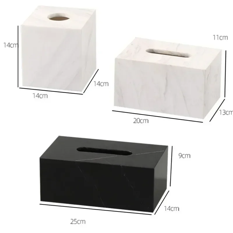 Nordic Natural Marble Tissue Box Square Rectangle Creative Black White Paper Drawer Paper Box Home Hotel Model Room Ornaments 4