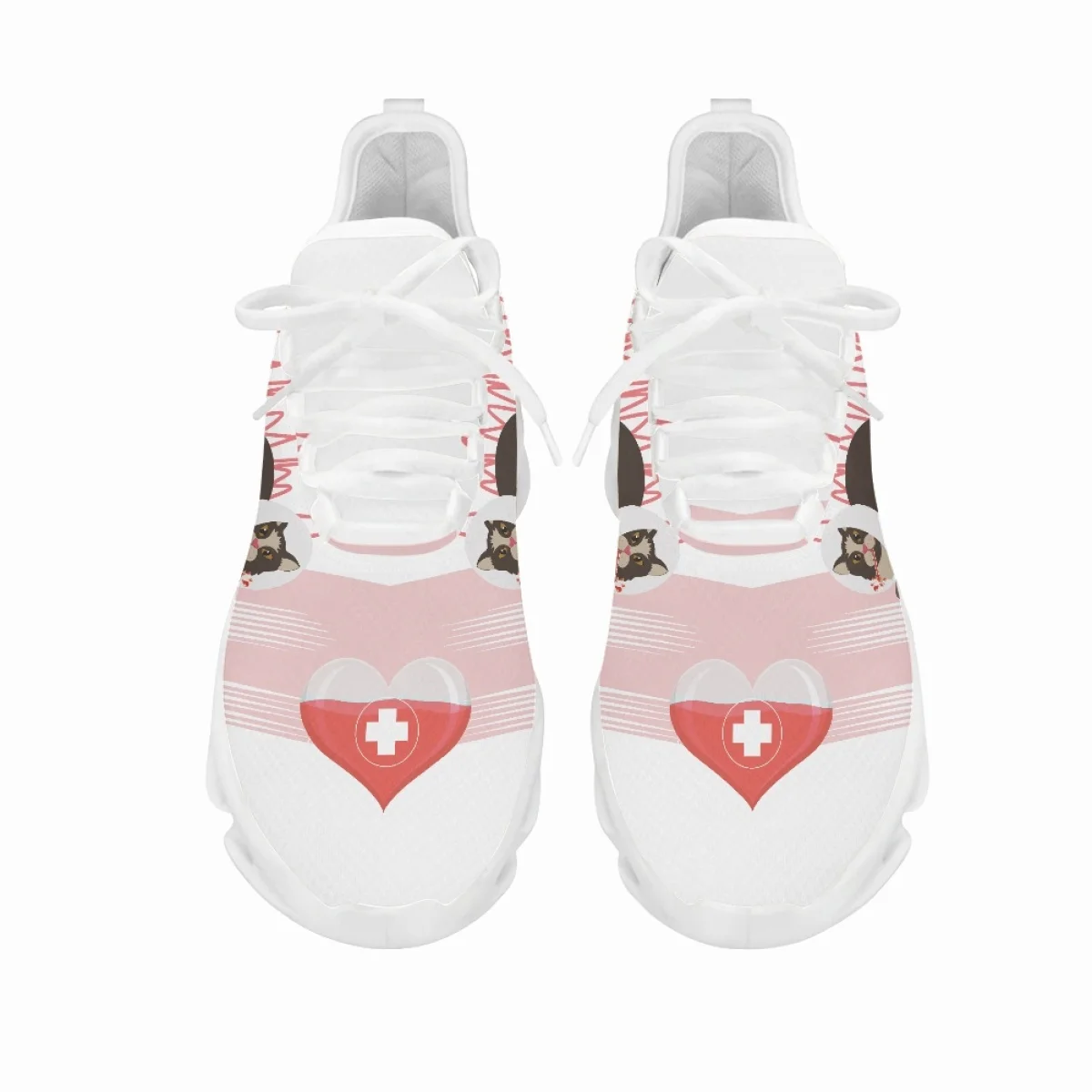 Yikeluo Women Lace up Nurse Platform Shoes Love Medical Mesh Swing Sneakers for Women Breathable Comfort Tenis Masculino
