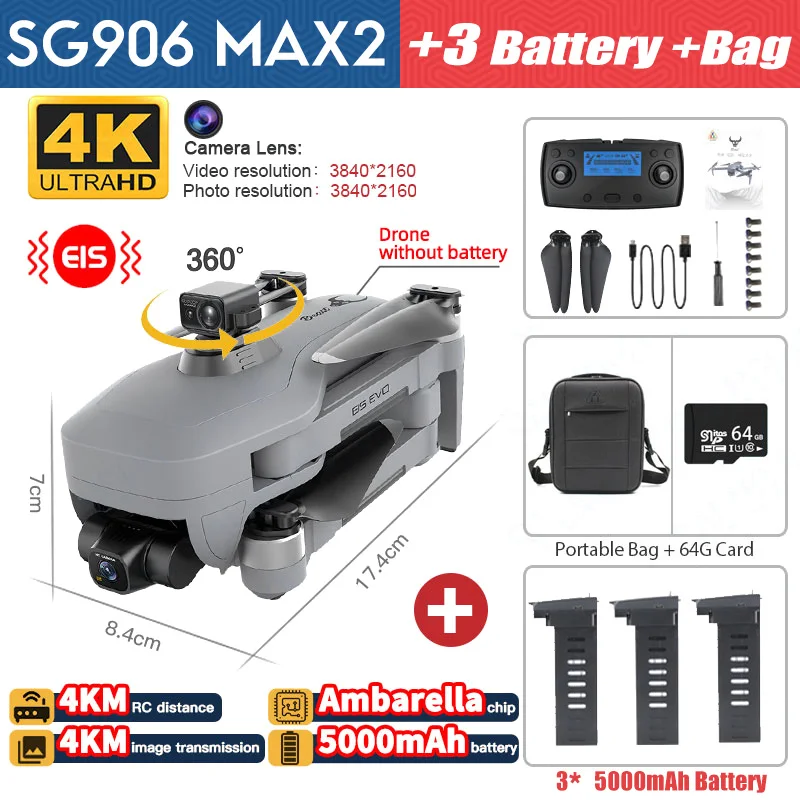 NEW SG906 MAX2 RC Drone Professional FPV 4K Camera Drones with 3-Axis Gimbal 5G WiFi Brushless GPS Quadcopter Obstacle Avoidance hx750 drone control RC Quadcopter