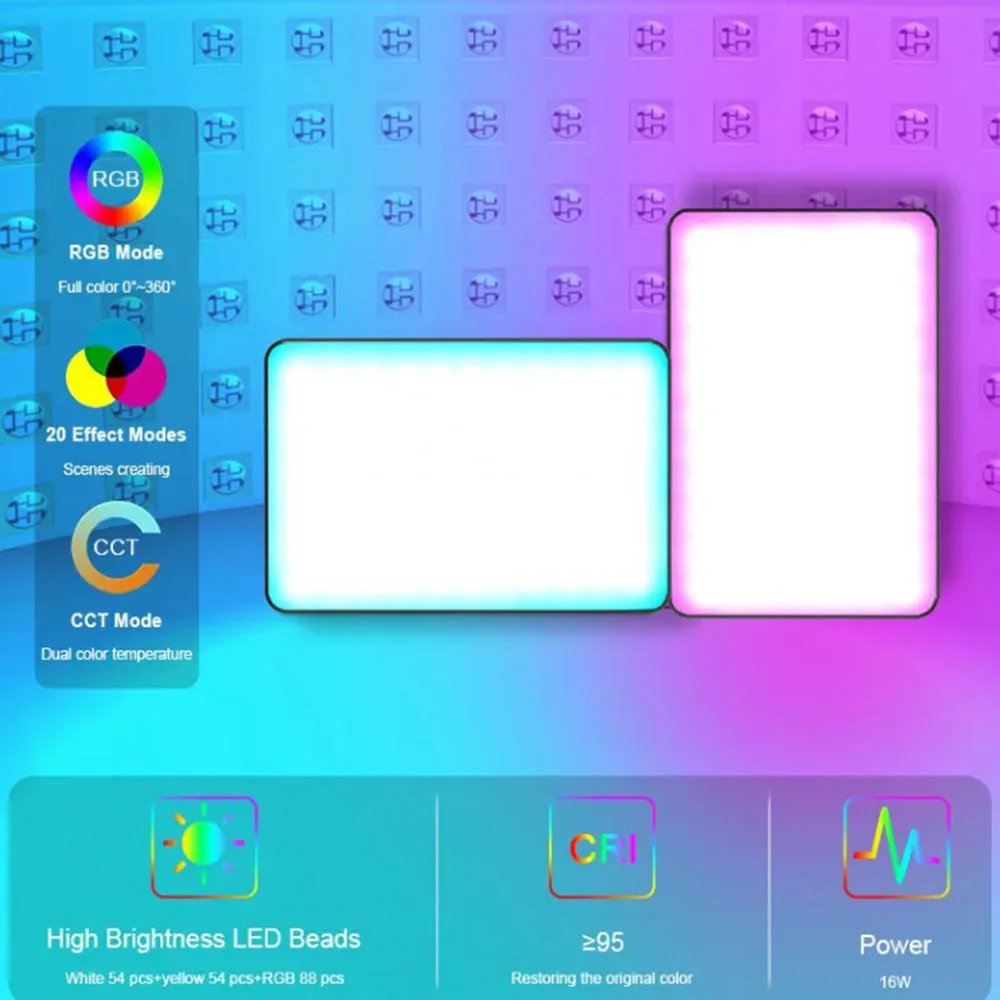 

VLOGLITE Fill светильник Full Color RGB светодиодный photography 2500K-9000K CRI95 + Dimmable для tiktok