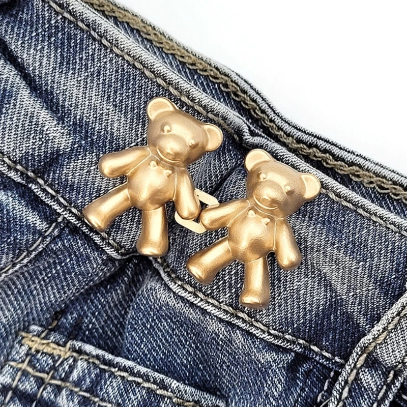 Adjustable Jeans Button Pin Set Waist Tightener Bear Clip Bear Pants Clip  Bear Buttons for Jeans Skirt - AliExpress