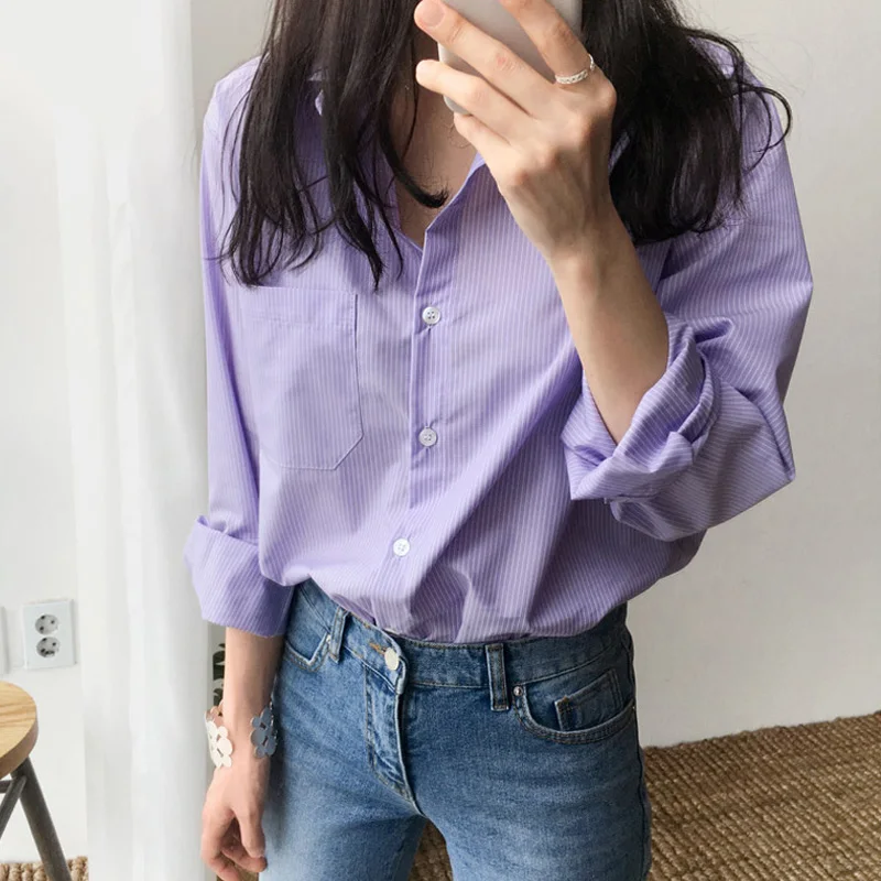 Women Shirts Turn-down Collar Full 