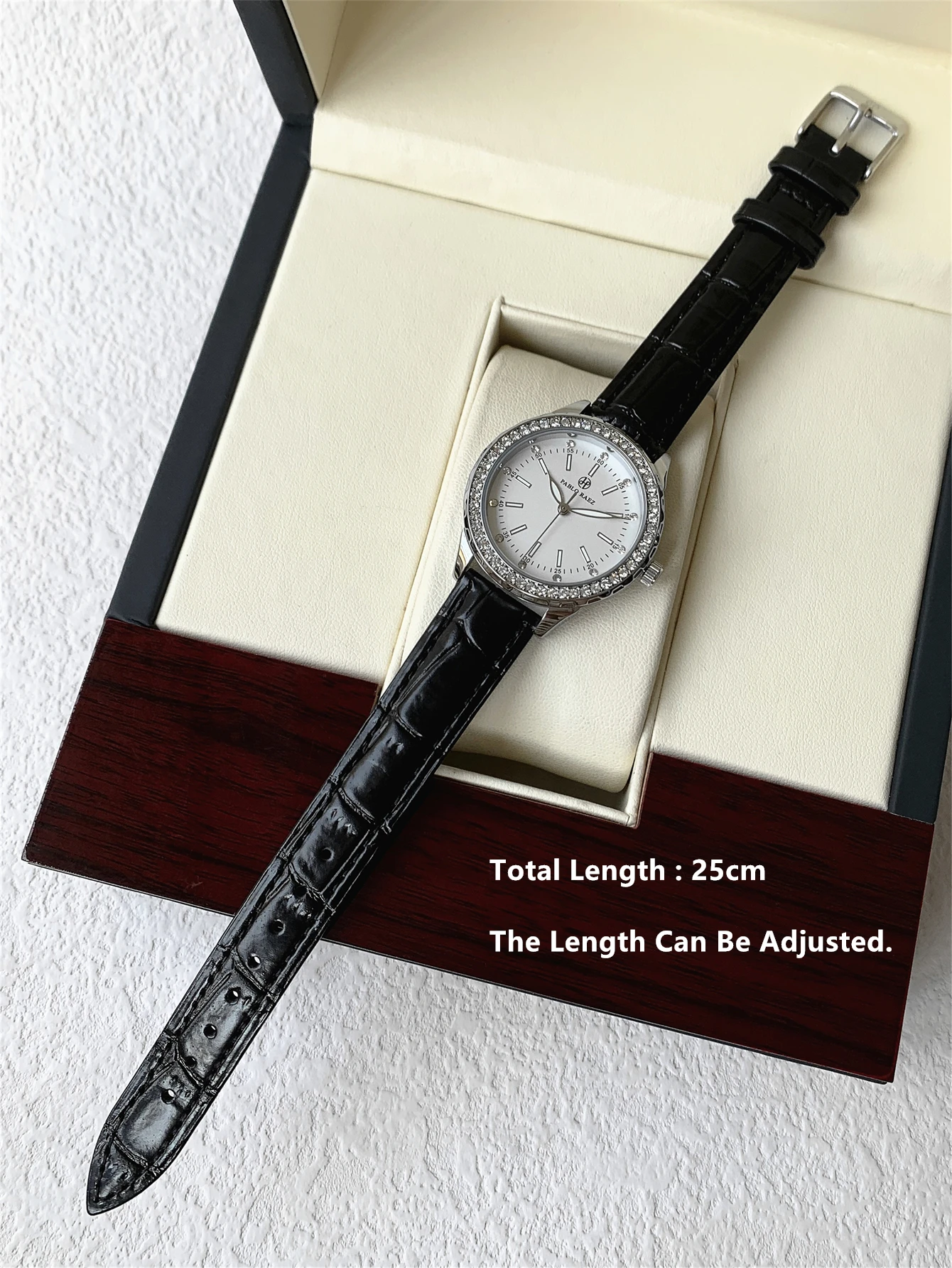 Women’s Pablo Raez Black Leather Watch with Silver Case PABLO RAEZ Top New Luxury Women Watch Square Golden  main image 3