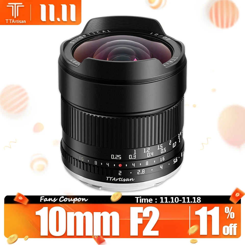 TTArtisan APS-C 10mm F2 ASPH 105&deg; Ultra-wide Angle Lens Camera Photography Sony E Fujifilm XF Nikon Z Canon EOS R M43 Mount For Camera Lens