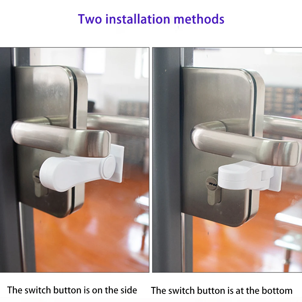 Child Safe Door Lock 180 Degree Rotating Door Lever Lock Self Adhesive Window Handle for Window Cabinet