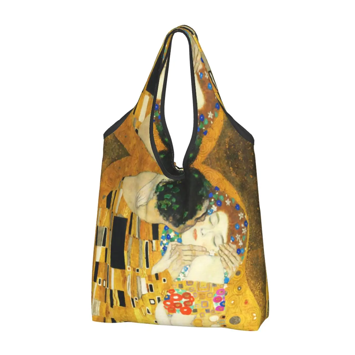 

Klimt Kiss Groceries Shopping Tote Bag Women Cute Gustav Klimt Freyas Art Shopper Shoulder Bag Large Capacity Handbag