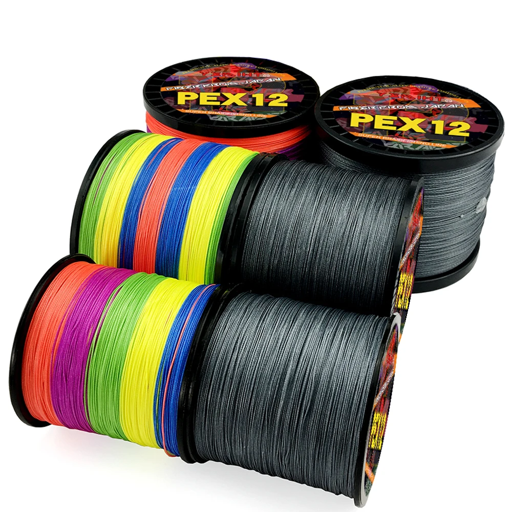 

YEMIHT Brand Super Strong Braided Fishing Line Fly Wire 100% PE Multifilament 12 Strand 500M 25LB-120LB Carp Smooth Woven Thread