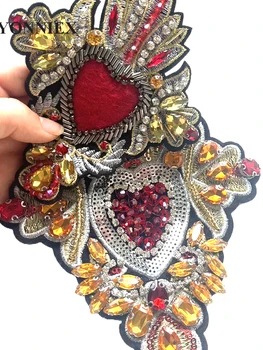 ❤️ Sacred Heart Beaded Applique – Radiant Embroidered Blessing Patch 1