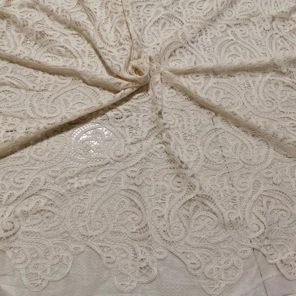 Cotton yarn diamond mesh base embroideried clothing for woman dress apparel geometric shape for cotton fabric