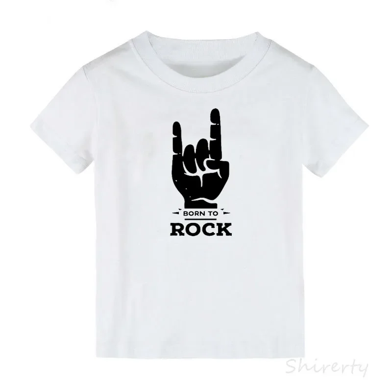 Born To Rock Kids T-Shirt Boys Girls Unisex Baby Clothes Cool Fashion Style Tops Children Summer Short Sleeve Graphic Tee Shirt 4