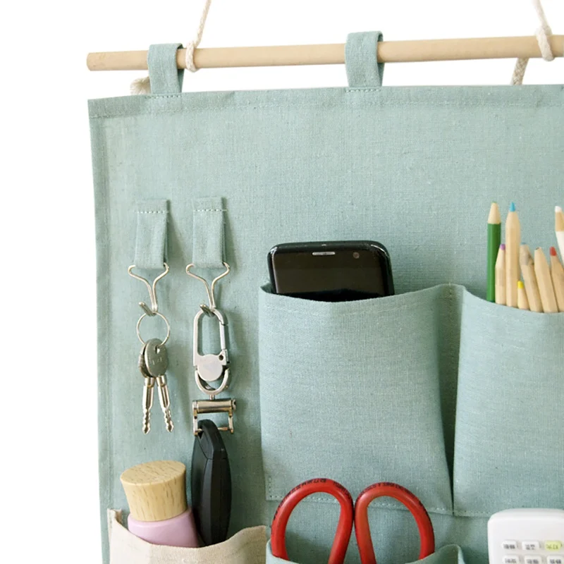 Cotton Linen Storage Bag Wall Bedroom Storage Bag Hang Seven Pockets Storage Bag Girls Dormitory Family Bedroom Door Hanging Bag 3