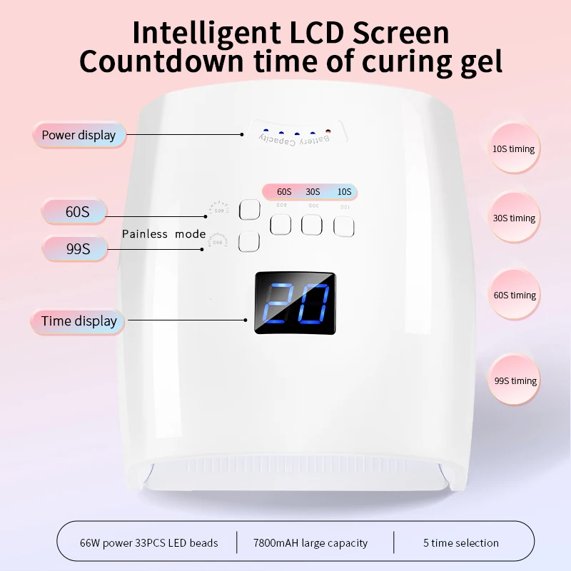 Rechargeable UV LED Lamp for Nails Wireless Gel Polish Nail Dryer Pedicure Manicure Light Cordless LED Nail Lamp For Manicure 2