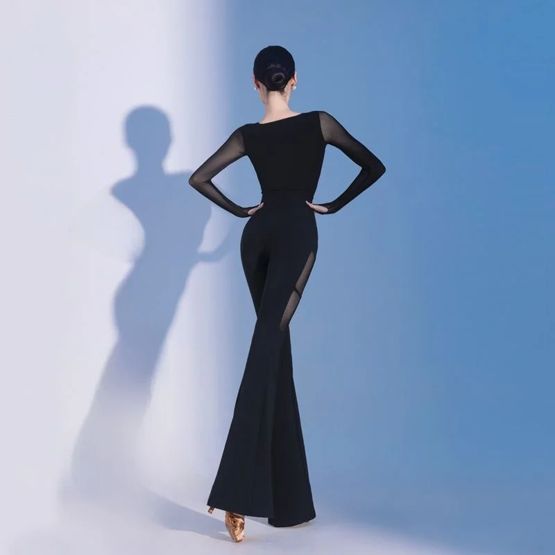 New Latin Dance Practice Suit High Waist Flared Pants Women's Adult Physique Dance Clothes Slim Fit Casual Pants Summer 2025