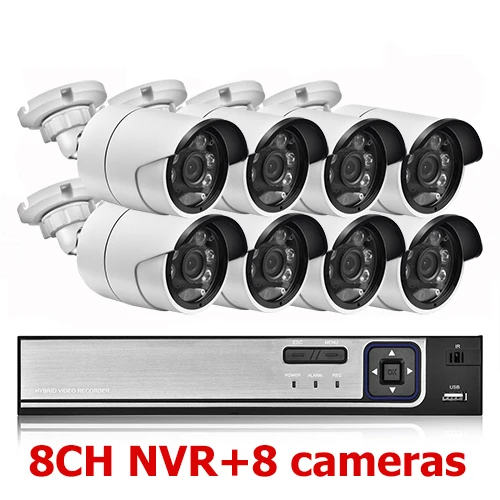 business security cameras AZISHN H.265 8MP IP Camera 8CH POE NVR System Outdoor Night Vision Audio P2P Video Surveillance Kit Security CCTV Camera Set wireless hidden camera with audio Surveillance Items