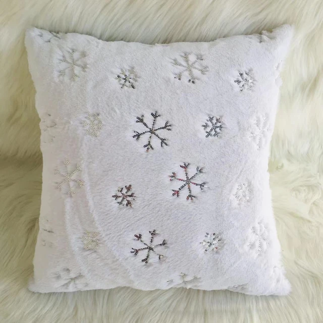 Christmas Soft Plush Throw Pillow Cover Xmas Emboidery Tree