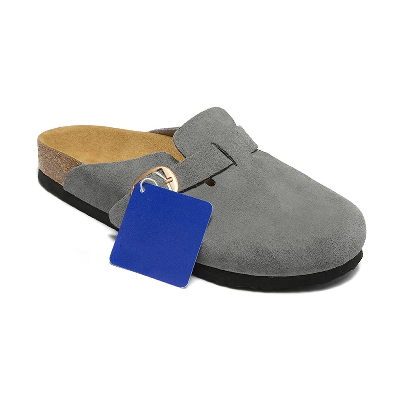 Luxury designer brand Boston cowhide sandals men spring/fall suede slippers toe wrap slip-on big bucket women shoes with shoebox 5