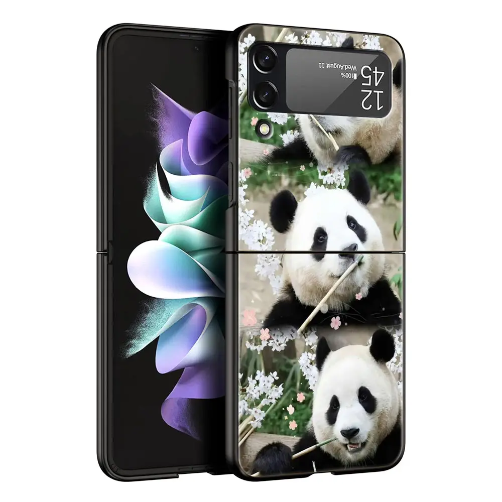 Luxury Black Folding Phone Case with Fubao Panda Design