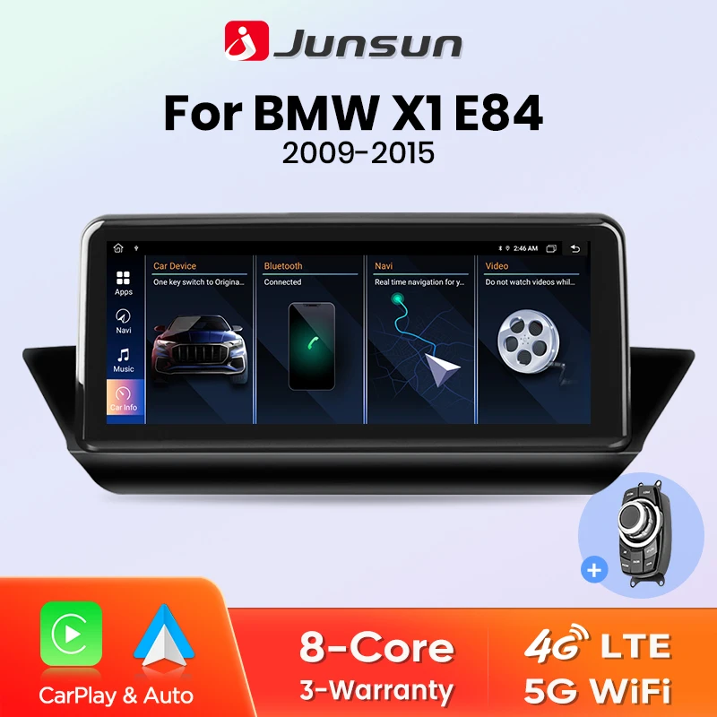 Radio para Auto Junsun de 8 Núcleos, 4G WIFI, CarPlay Inalámbrico y Android Auto para BMW X1 E84 2009-2015, Sistema Inteligente Estéreo con Navegación GPS 1