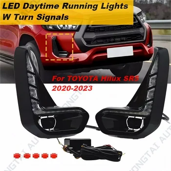 Toyota Hilux Revo 2020-2023 LED Daytime Running Lights 2pcs with Sequential Yellow Turn Signals