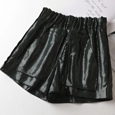 Bright Leather Women Sheepskin New High Waist Loose Casual Shorts J8 burberry shorts