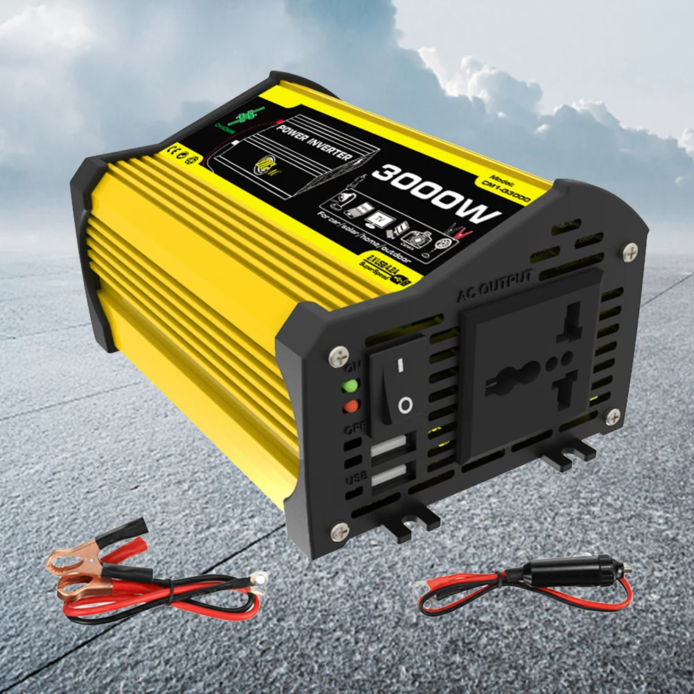 3000W 지능형 전력 인버터 수정된 사인파 듀얼 USB 자동차 전압 변압기 아이패드 폰용 휴대용 전력 인버터