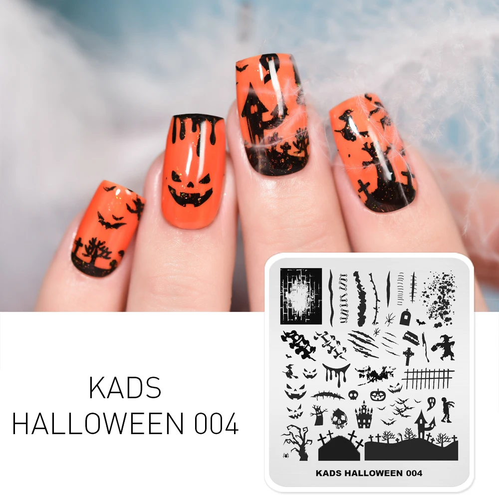 KADS Halloween Christmas Nail Stamping Plates Pumpkin Snowflake Image Manicure Stamp Template DIY Nail Art Decoration Plates 5