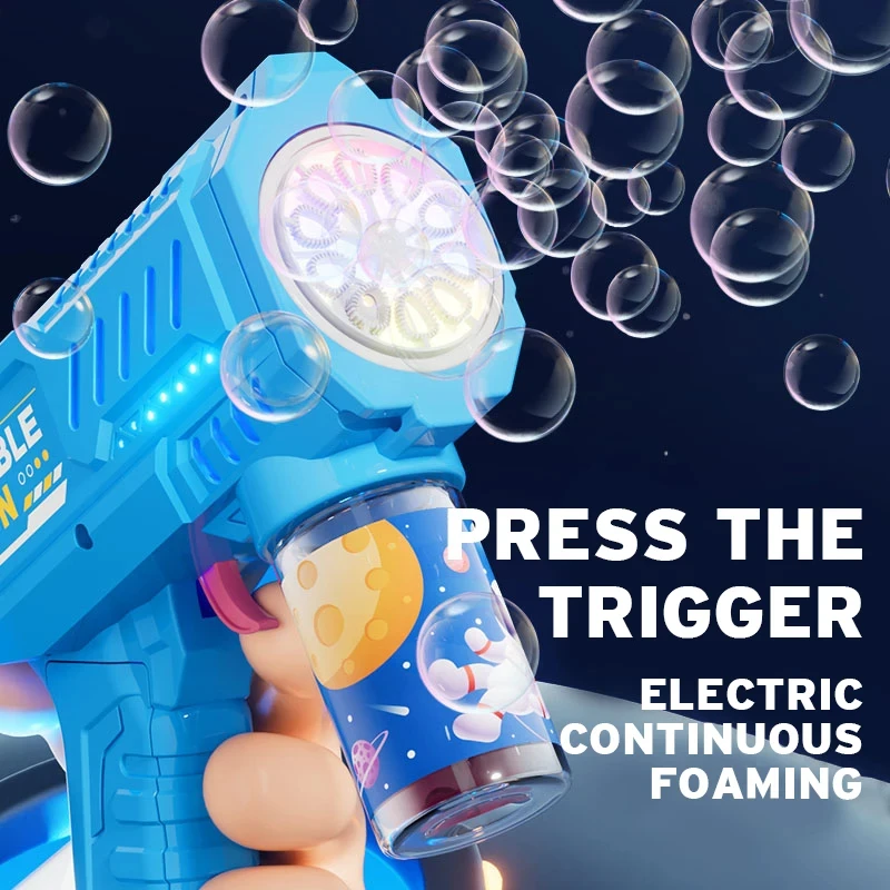 10 Holes Children Electric Bubble Gun Rocket Soap Automatic Bubble Machine Bubbles Gun Kids Summer Outdoor Bubble Blowing Toys 6