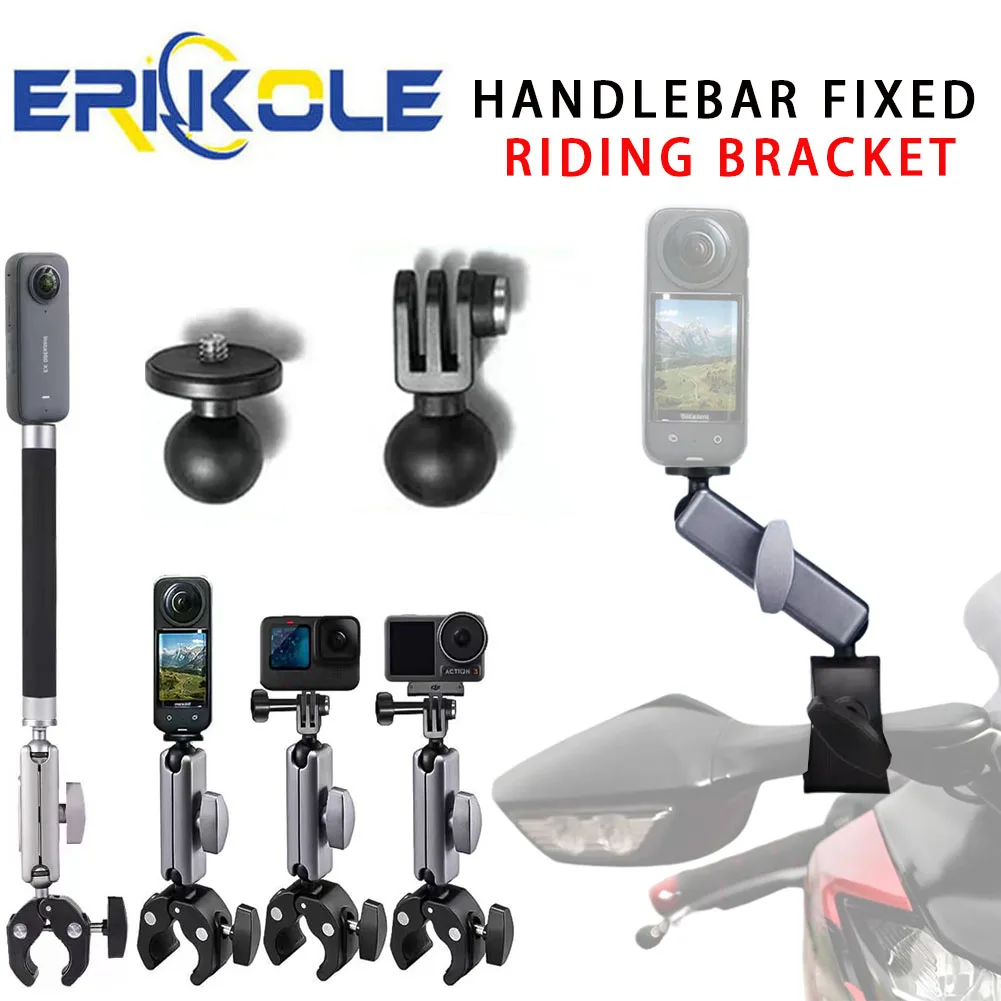 360&deg; Camera Mount Motorcycle Handlebar Selfie Stick For GoPro Insta360 Dji