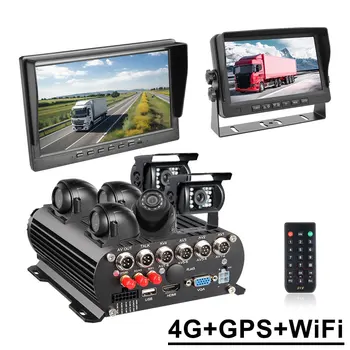 8CH 4G GPS Wifi Car Mdvr 6pcs Night Vision Side Front Back View Car Camera Kits+7Inch 10inch Car Monitor