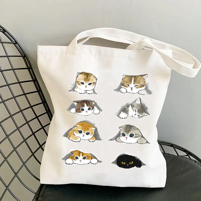 

Woman Designer Shoulder Bag Ladies Fabric Handbags Beach Cloth Summer Shopper Cat Shopping Folding Canvas Tote Travel Bags