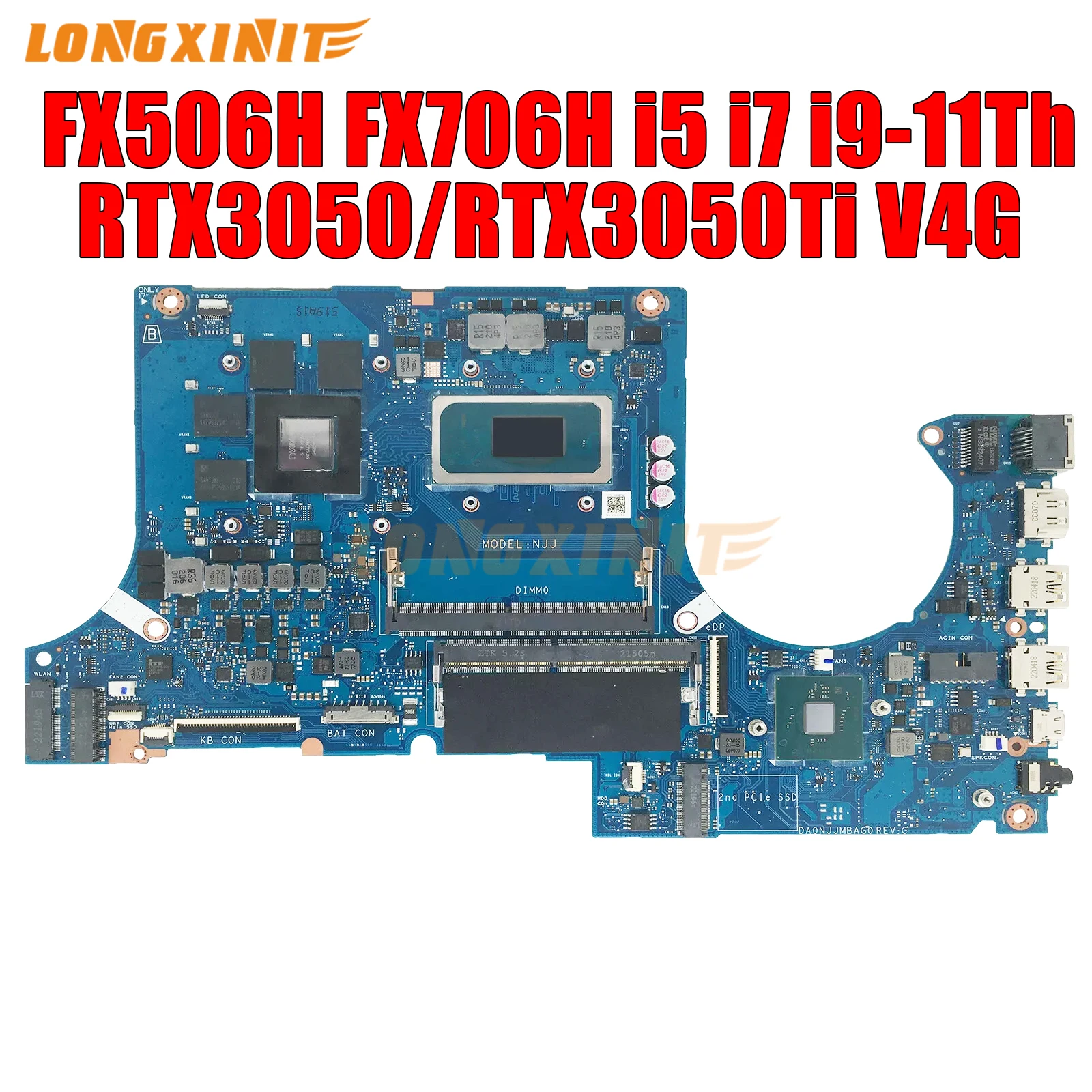 Scheda Madre Fx506Hm Per Asus Fx506Hcb, Fx506Hc, Tuf506H, Tuf706H, Fx706He, Muslimate, Fx706H.I5 I7 I9-11Th Rtx3050,Rtx3050Ti