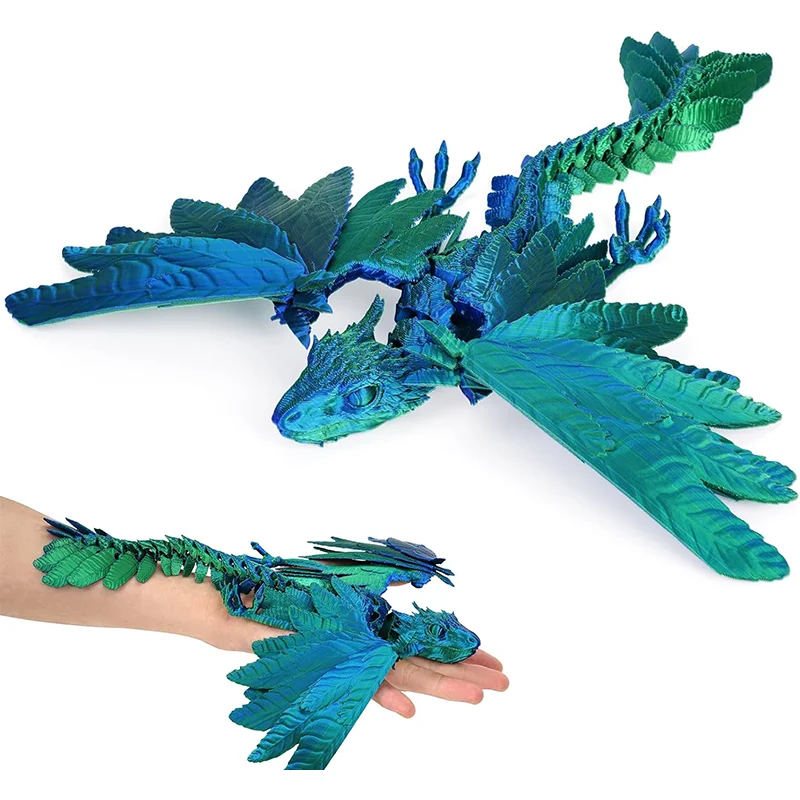 Juguete impro en 3D con alas - Pteranodon de cristal, modelo de dragón de fuego con degradado