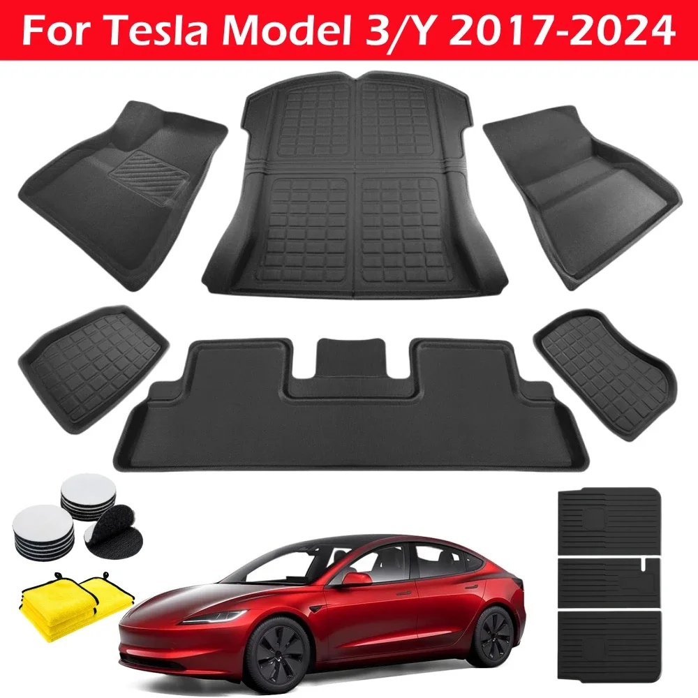 テスラ モデルY 3 2019-2024 フロアTPEマット ? トランク ホワイト 