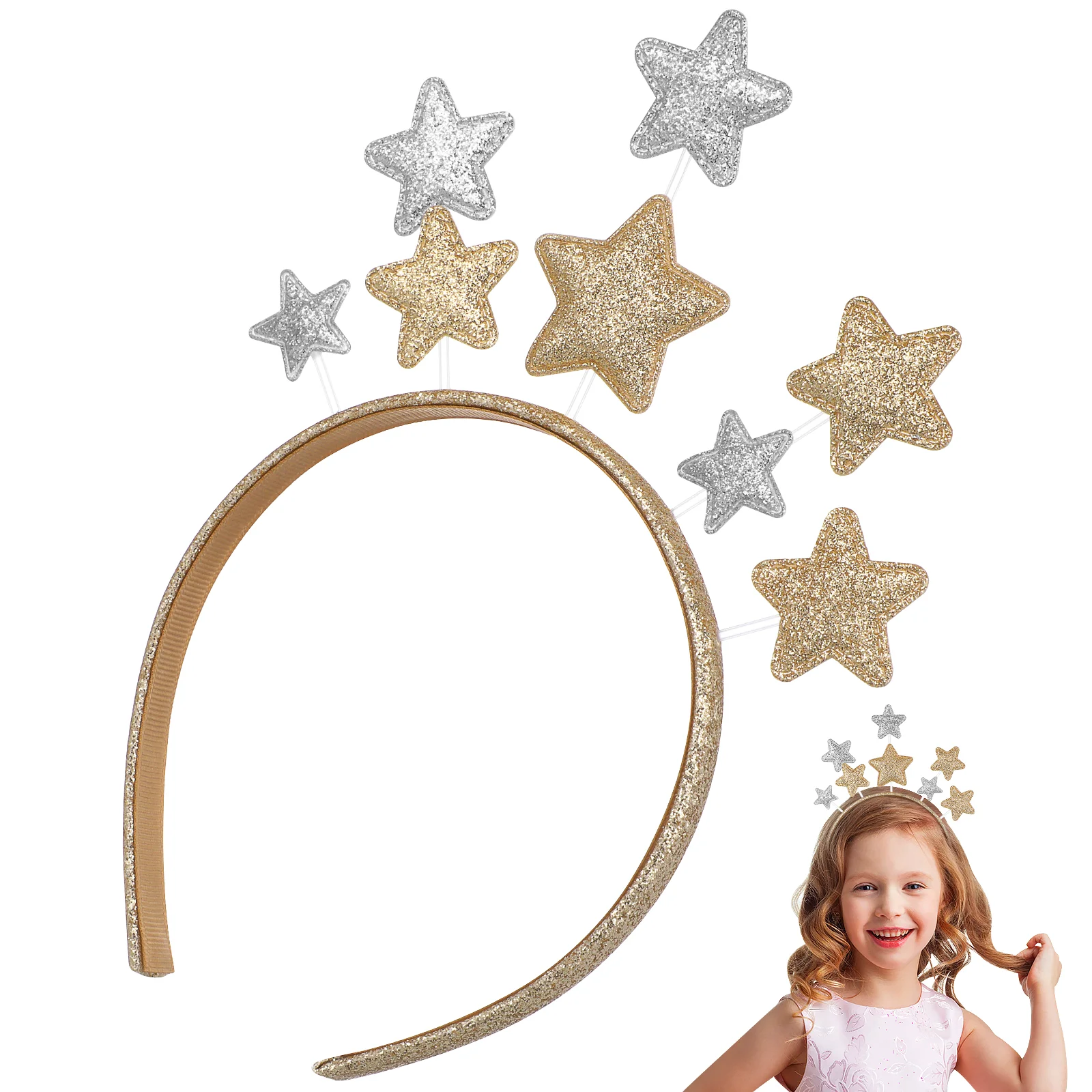 Pentagram Headband Christmas Hair Headwear Christmas Hair Decoration Sparkle Bopper Headband Kids Party Christmas Headband