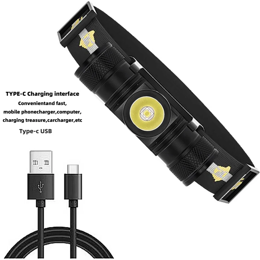 Lampe frontale rechargeable 1200 lumens avec LED SST40 lumineuse, étanche, pour enfants et adultes, camping, course à pied._voghion.com