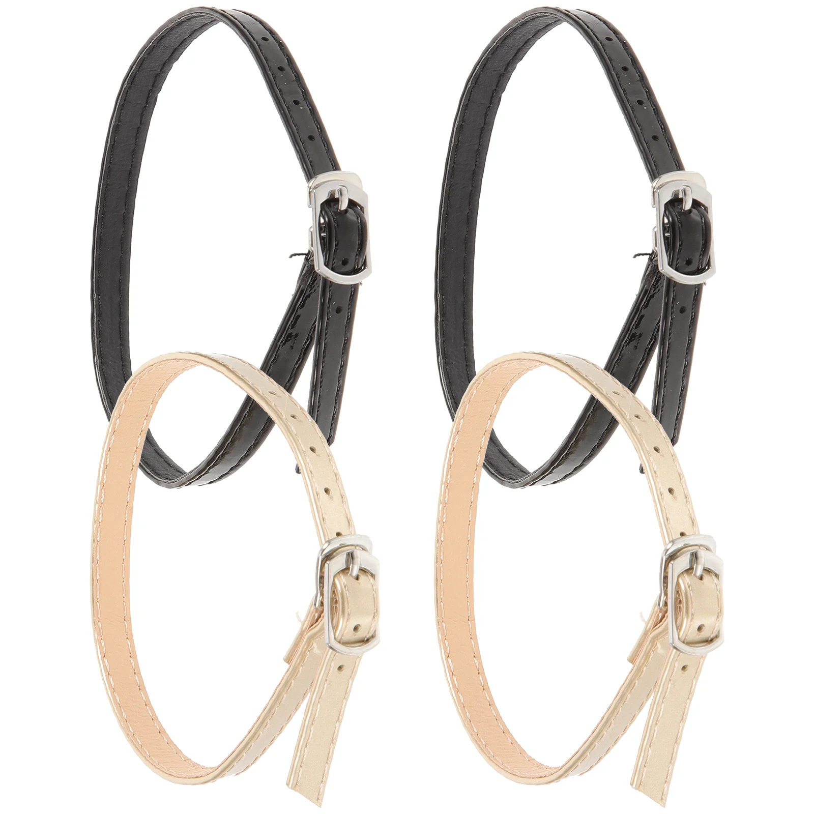 Women High Heels Strappy Shoes Adjustable Ankle Band Rhinestone Cream Belt 2 Pairs