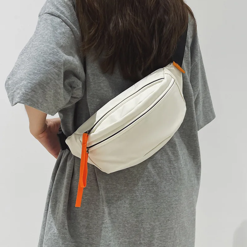 

2023 New Nylon Waist Bags for Women Korean Unisex Solid Color Fanny Pack for Girls Cute Crossbody Chest Bag Belt Waist Packs
