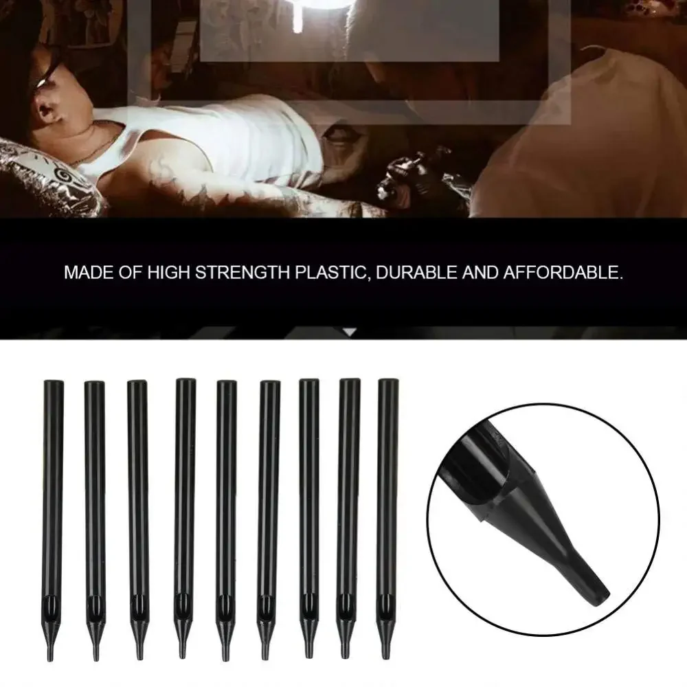 50PCS/Box Disposable Tattoo Long Tips RT/DT/FT Black Sterilized Tattoo Needle Nozzle Tip Tubes for Machine Grip Needle tattoo microblading needles disposable tattoo tips