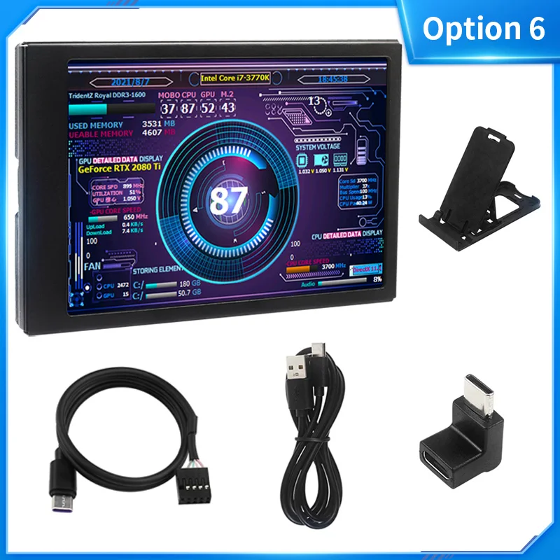 3.5 Inch Type-C Secondary Screen AIDA64 LCD Display CPU GPU RAM Monitoring Optio