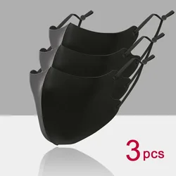 Breathable Silk Cotton Face Mask Set - Washable & Reusable, Anti-Dust & Windproof (3pcs Black)