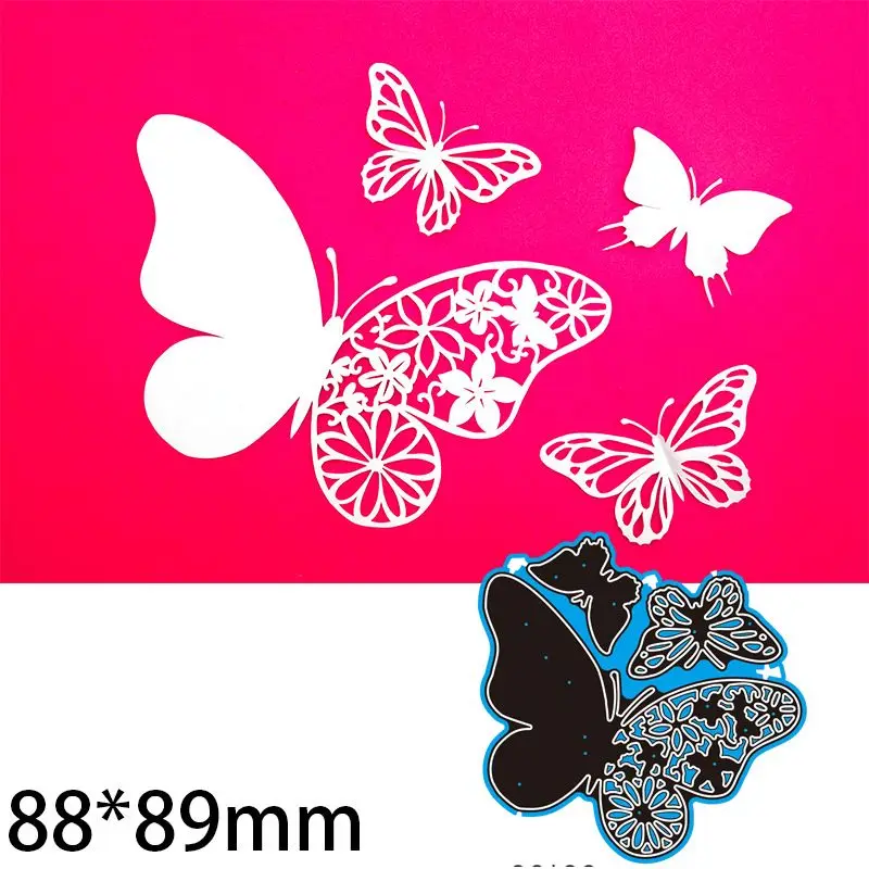 

3Pcs Flower Butterfly Metal Cut Dies Stencils for Scrapbooking Stamp/Photo Album Decorative Embossing DIY Paper Cards