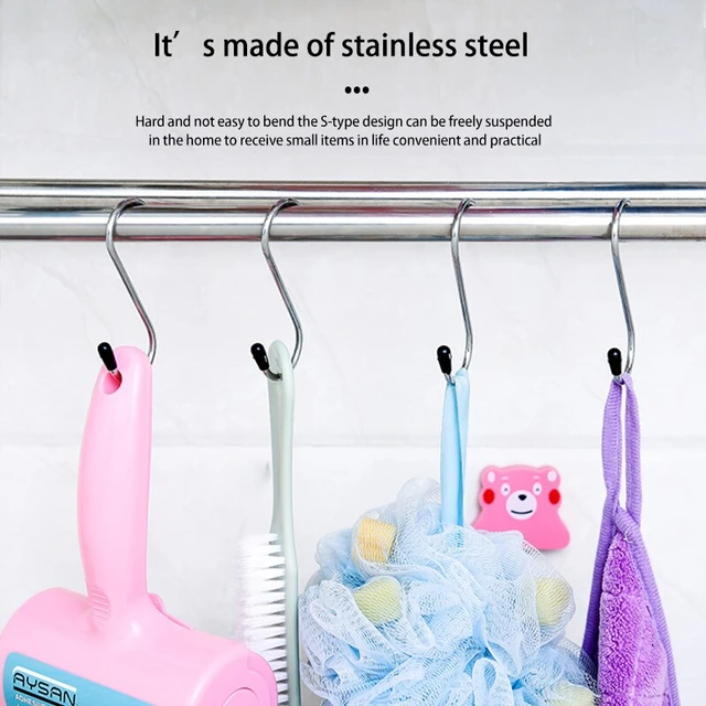 S Shaped Hooks Multifunctional Stainless Steel Hanging Hook Hanger For  Kitchen Bar Bathroom Bedroom Storage Tool