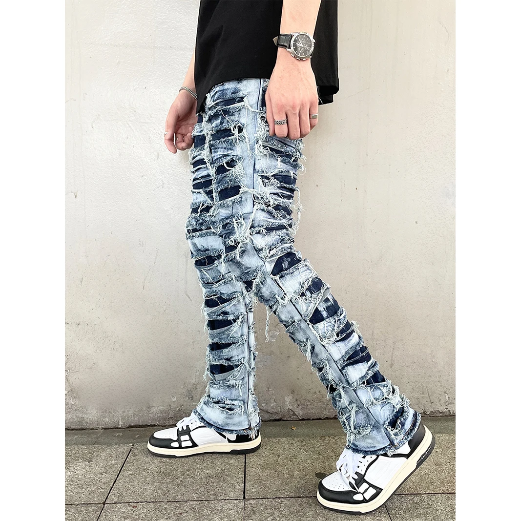Checkered Ripped Jeans - Grey Formula Trophy | Streetwear jeans