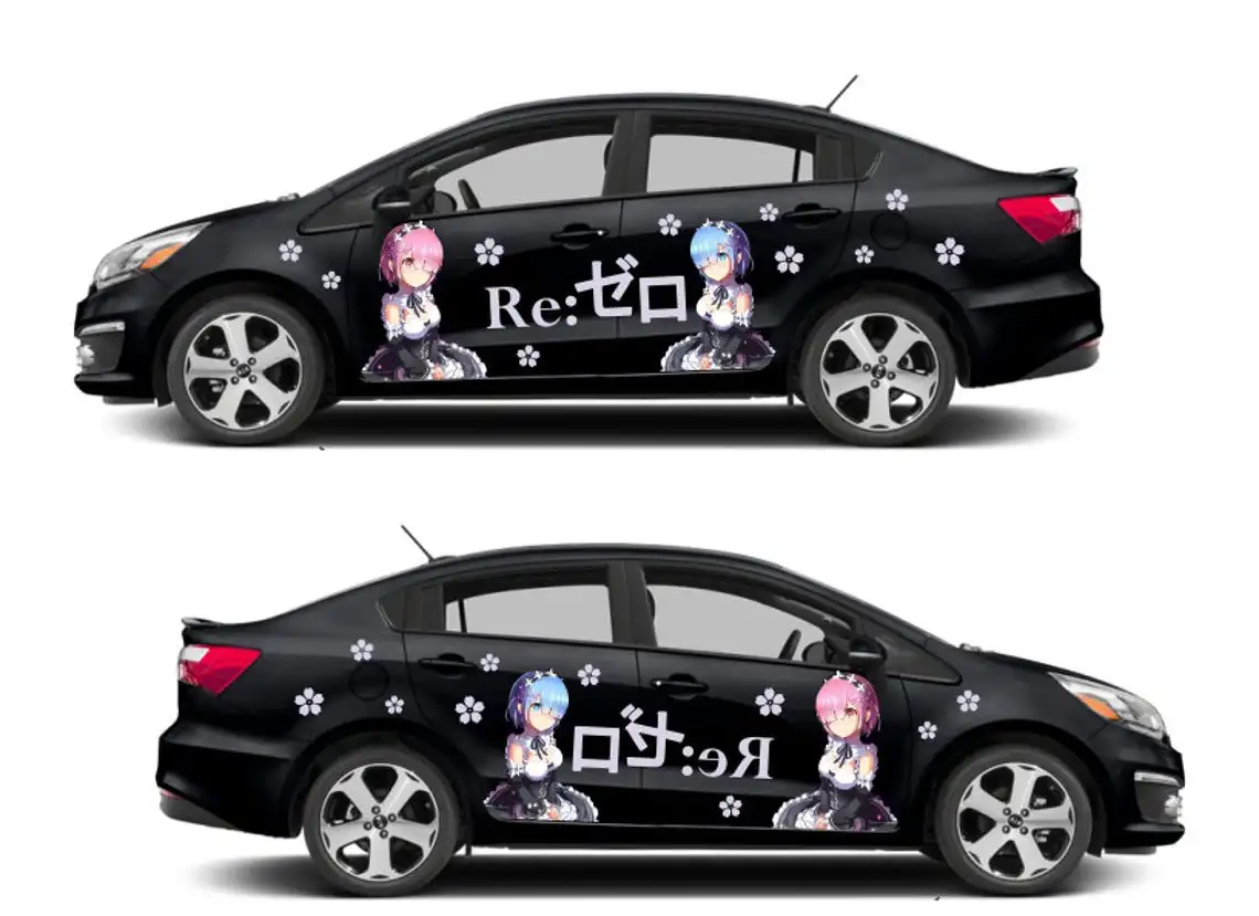 

Anime ITASHA Re:Zero Car Wrap Door Side Stickers Decal Fit With Any Cars Vinyl graphics car accessories car stickers Car Decal