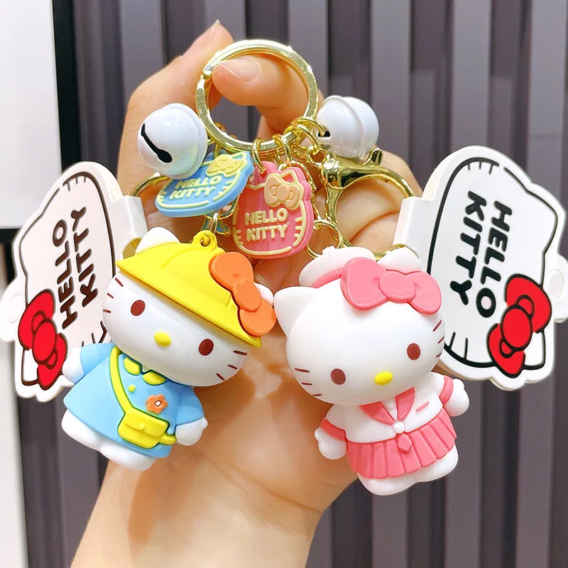 Sanrio Hello Kitty Melody Keychain Cute Cartoon Kuromi Cinnamoroll Doll Pendant Decoration Keyring  Jewelry Girl&Child Gifts Toy summer women slippers parent child slippers non slip flip flops kids girls beach shoes flowers decoration princess sandals